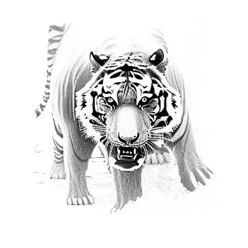 Tiger fighting a Bear tattoo design idea