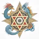 Quetzalcoatl; Vegvisir, Star of David; Ankh; Shen; 8888; three triangles; Turkish eye; red; hummingbird; gay tattoo design idea