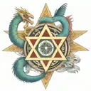 Quetzalcoatl; Vegvisir, Star of David; Ankh; Shen; 8888; three triangles; Turkish eye; red; hummingbird; gay tattoo design idea