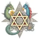 Quetzalcoatl; Vegvisir, Star of David; Ankh; Shen; 8888; three triangles; Turkish eye; red; hummingbird; gay tattoo design idea