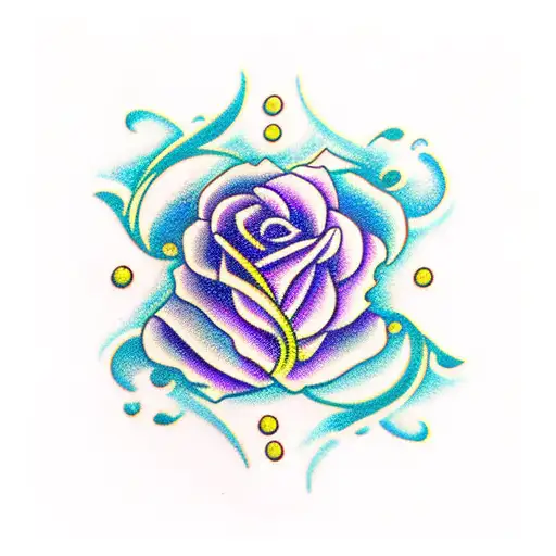 under water rose decorated with pearls in royal purple masculine  tattoo design idea