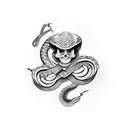 snake with skeleton hand tattoo design idea