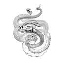 snake with skeleton hand tattoo design idea
