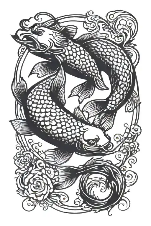 Zodiac sign - Pisces, Yin-Yang. tattoo design idea