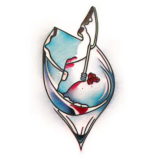 broken wine glass tattoo design idea