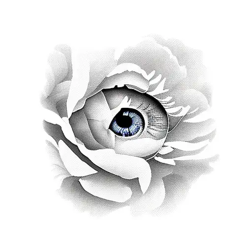 eye, peonies, mom, 17, daughter silhouette tattoo design idea