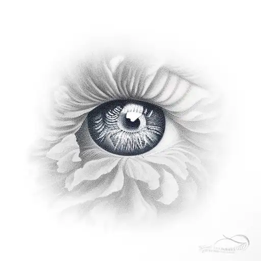 eye with peonies, mom and 17 tattoo design idea