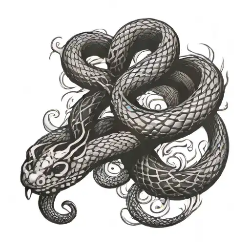 freehand smoke snake tattoo design idea