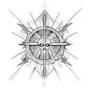 reversed crucified and flames  tattoo design idea