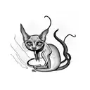 sphinx cat fighting snake tattoo design idea
