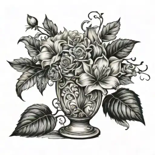 broken vase tattoo design idea