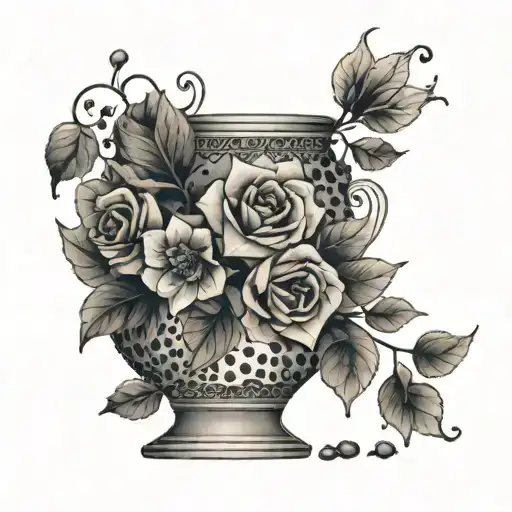 broken vase tattoo design idea