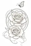 1 rose tangled on a sand clock with butterflys  tattoo design idea