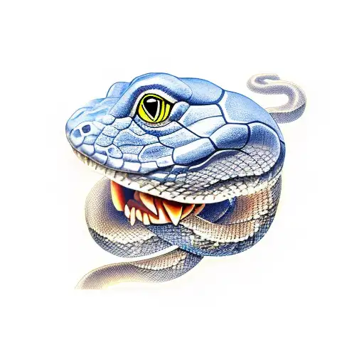 a snake biting a hand tattoo design idea