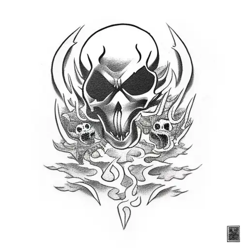 GHOST RIDER MOTORCYCLE AND WIFE tattoo design idea