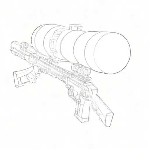 a sniper rifle with hand holding the barrel  tattoo design idea