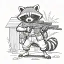 raccoon stands in full height with a  gun tattoo design idea