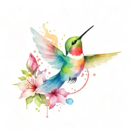 watercolor hummingbird tattoo design idea