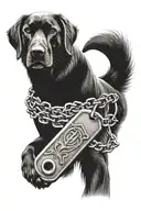 dog tags attached to a chain that starts at my chest but the dog tags curl around to the back of my Tricep tattoo design idea