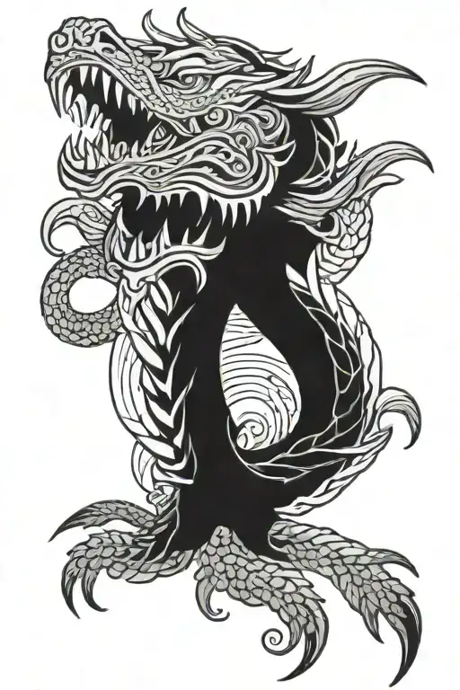 feathered serpent wrapped tattoo design idea