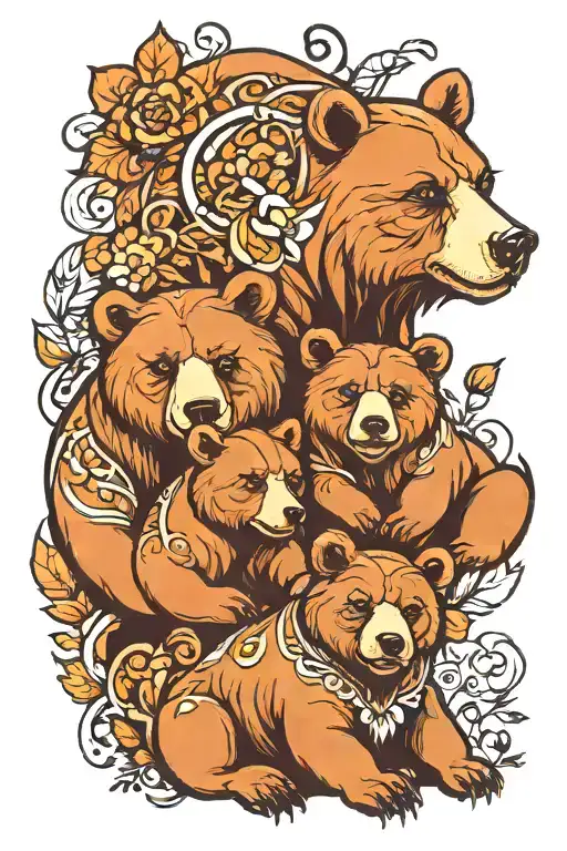 bear family tattoo design idea