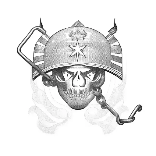 Puerto Rico flag with a spainard helmet, cuqui symbol and shackles tattoo design idea