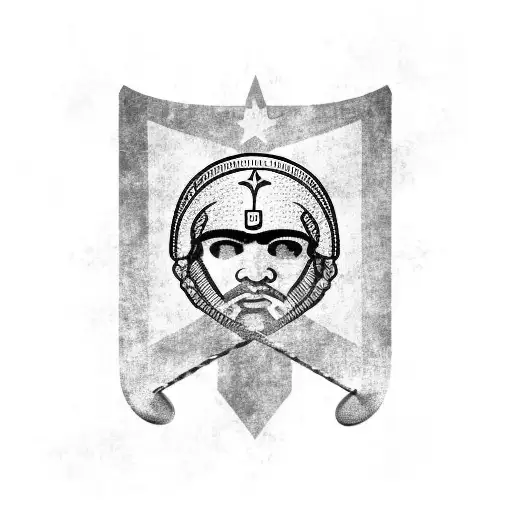 puerto rican flag with a conquistador helmet, slave shackles and an irish cane tattoo design idea