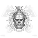 puerto rican flag with a conquistador helmet, slave shackles and an irish cane tattoo design idea