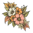 dogwood flower, sunflower, black eye susan flower, and hibiscus tattoo design idea