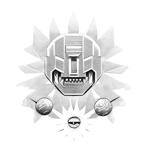 optimus prime smiling with a small sun above him tattoo design idea