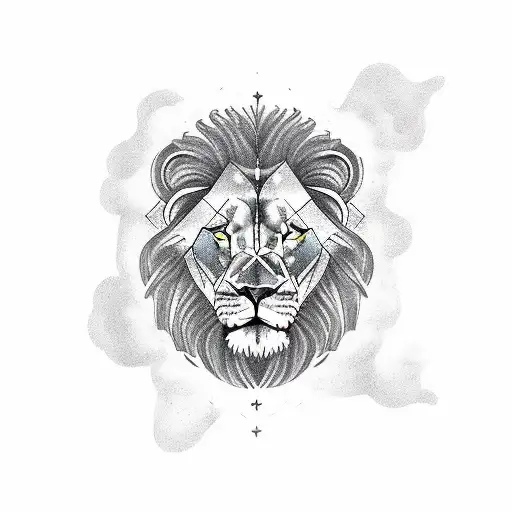 Leo Constellation with lion outline tattoo design idea