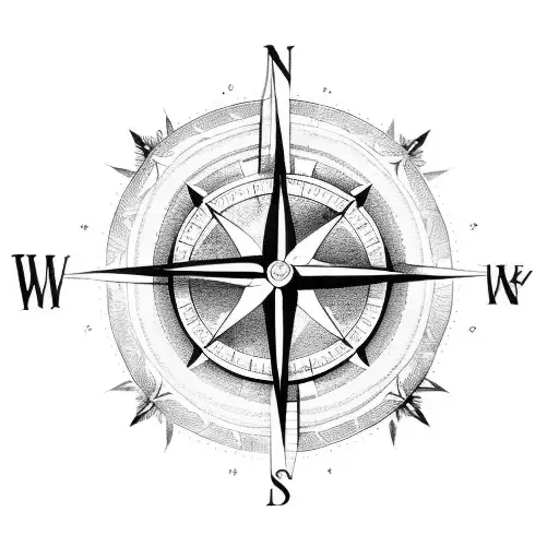 compass with a cross,  a Angel, and rose tattoo design idea