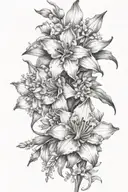 narcissus & holly  carnation & snowdrop lily of the valley & hawthorn delphinium & water lily x 2 gladiolus & poppy  tattoo design idea