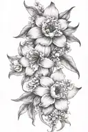 narcissus & holly  carnation & snowdrop lily of the valley & hawthorn delphinium & water lily x 2 gladiolus & poppy  tattoo design idea