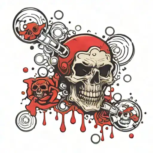 bubbles with blood and the words bubbles of anarchy  tattoo design idea
