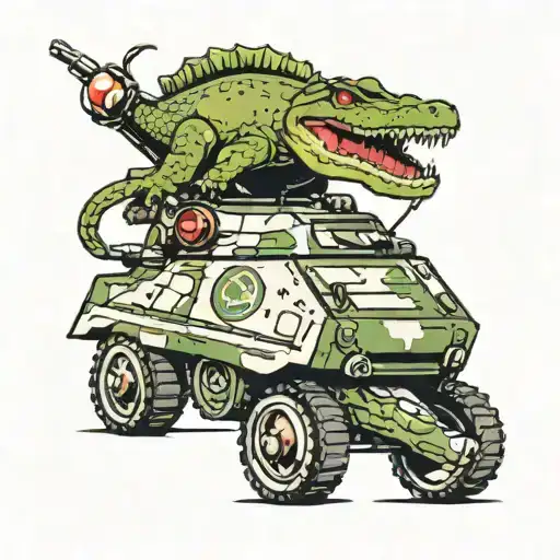 an army tank with a crocodile painted on it tattoo design idea