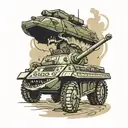 an army tank with a crocodile painted on it tattoo design idea