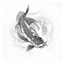 A tattoo of a Japanese koi fish transforming into a video game character, symbolizing the client's love for both Japan and gaming tattoo design idea