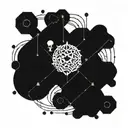 dmt molecule intertwined tattoo design idea