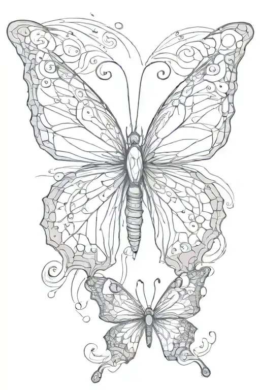 design of a butterfly with broken wings, representing internal struggle and personal transformation despite difficulties tattoo design idea