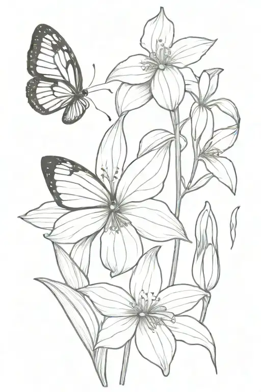 monarch butterfly lady slipper flower  tattoo design idea