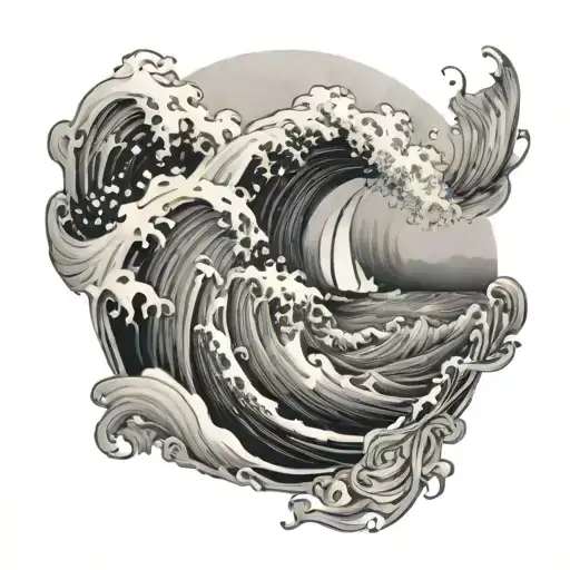 Caspian, wave, ocean, white  tattoo design idea