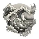 Caspian, wave, ocean, white  tattoo design idea