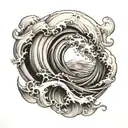 Caspian, wave, ocean, white  tattoo design idea