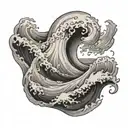 Caspian, wave, ocean, white  tattoo design idea