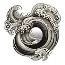 Caspian, wave, ocean, white  tattoo design idea
