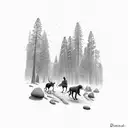 A family hiking together in Yosemite with their chocolate lab leading the way tattoo design idea