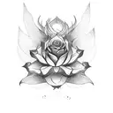black lotus with raven wings and rose tattoo design idea