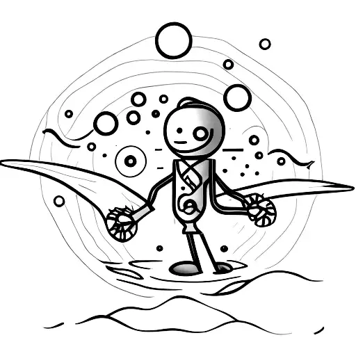 creativity flowing out of stick figure man tattoo design idea