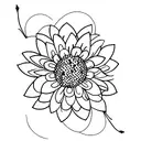 bouqet of flowers with a cherry blossom, daisy, lotus flower, violet, and lillie  tattoo design idea
